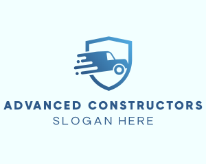 Blue Delivery Truck Van logo design