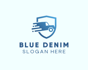 Blue Delivery Truck Van logo design