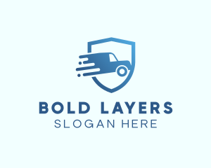 Blue Delivery Truck Van logo design