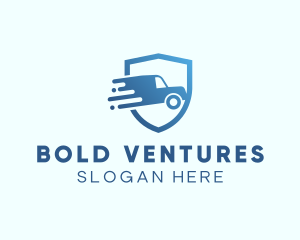 Blue Delivery Truck Van logo design