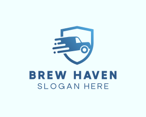 Blue Delivery Truck Van logo design