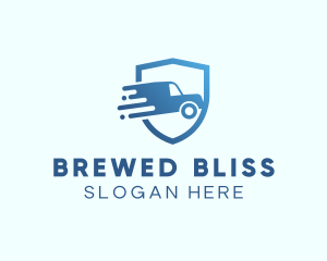 Blue Delivery Truck Van logo design