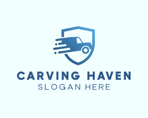 Blue Delivery Truck Van logo design