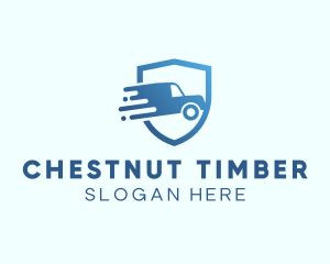 Blue Delivery Truck Van logo design