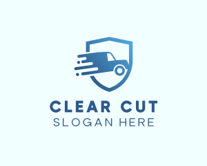 Blue Delivery Truck Van logo design