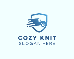 Blue Delivery Truck Van logo design