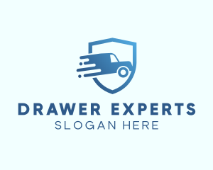 Blue Delivery Truck Van logo design