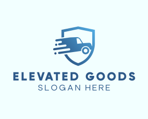 Blue Delivery Truck Van logo design