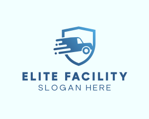 Blue Delivery Truck Van logo design