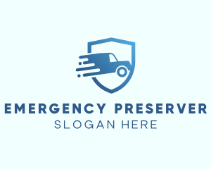 Blue Delivery Truck Van logo design