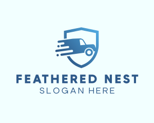 Blue Delivery Truck Van logo design