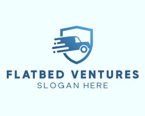 Blue Delivery Truck Van logo design