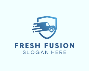 Blue Delivery Truck Van logo design