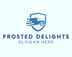 Blue Delivery Truck Van logo design