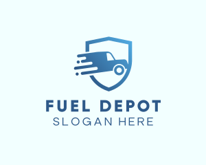 Blue Delivery Truck Van logo design