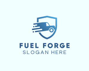 Blue Delivery Truck Van logo design