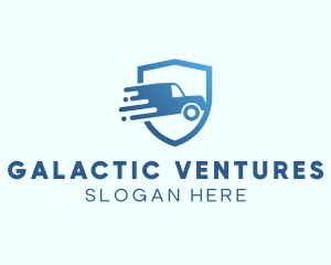 Blue Delivery Truck Van logo design