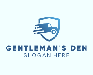 Blue Delivery Truck Van logo design