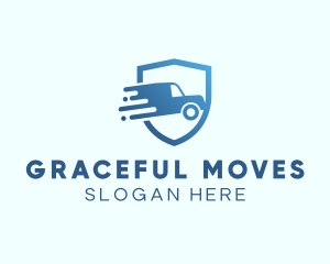 Blue Delivery Truck Van logo design