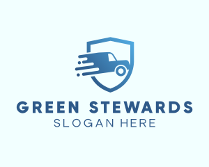 Blue Delivery Truck Van logo design