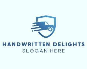 Blue Delivery Truck Van logo design