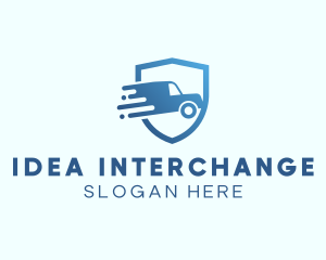 Blue Delivery Truck Van logo design