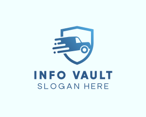 Blue Delivery Truck Van logo design