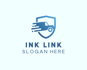 Blue Delivery Truck Van logo design