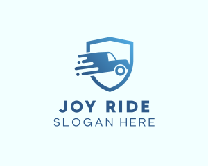 Blue Delivery Truck Van logo design