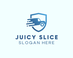 Blue Delivery Truck Van logo design