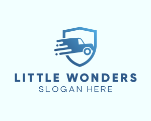 Blue Delivery Truck Van logo design