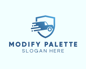 Blue Delivery Truck Van logo design