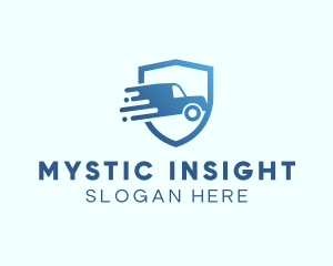 Blue Delivery Truck Van logo design