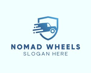 Blue Delivery Truck Van logo design