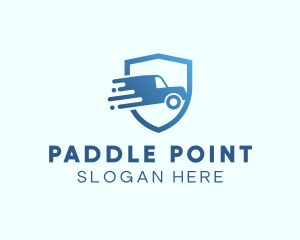 Blue Delivery Truck Van logo design