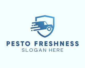 Blue Delivery Truck Van logo design