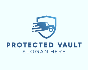 Blue Delivery Truck Van logo design