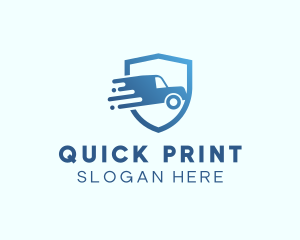 Blue Delivery Truck Van logo design