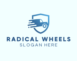 Blue Delivery Truck Van logo design