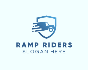 Blue Delivery Truck Van logo design