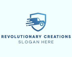 Blue Delivery Truck Van logo design