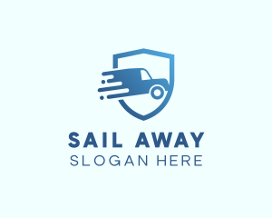 Blue Delivery Truck Van logo design