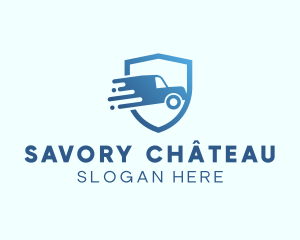 Blue Delivery Truck Van logo design