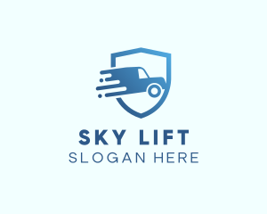 Blue Delivery Truck Van logo design