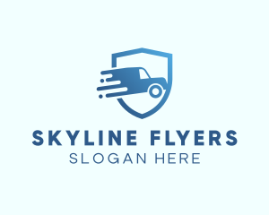 Blue Delivery Truck Van logo design