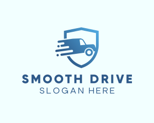 Blue Delivery Truck Van logo design