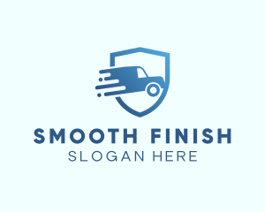 Blue Delivery Truck Van logo design