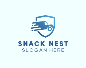 Blue Delivery Truck Van logo design