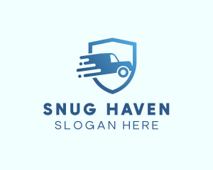 Blue Delivery Truck Van logo design