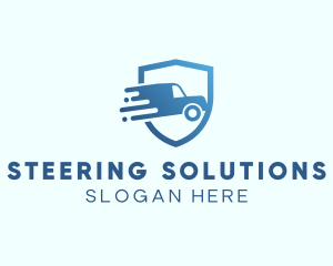 Blue Delivery Truck Van logo design